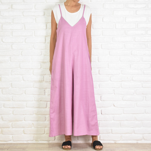 新色追加！コットン素材の大人のサロペット ピンク オールインワン