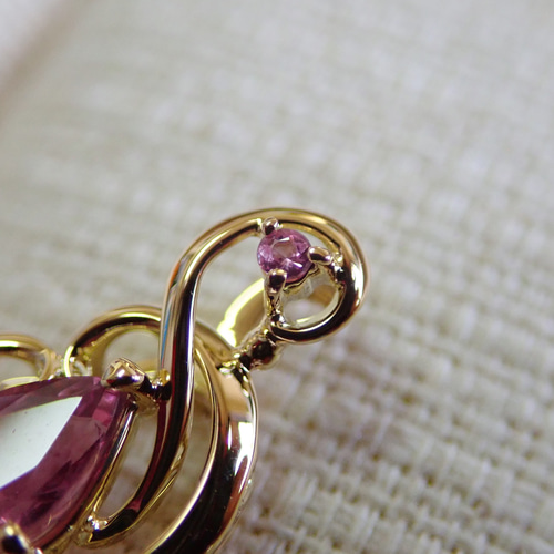 K18 WG&YG ピンクサファイア ダイヤモンドペンダントトップ K18PG