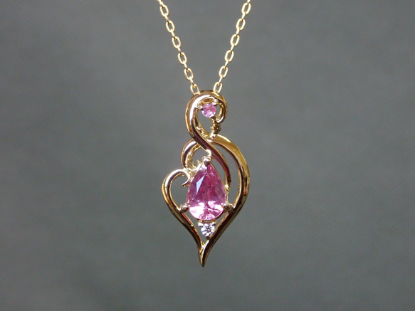 K18 WG&YG ピンクサファイア　ダイヤモンドペンダントトップ K18PGピンクサファイア/ダイヤモンドネックレス