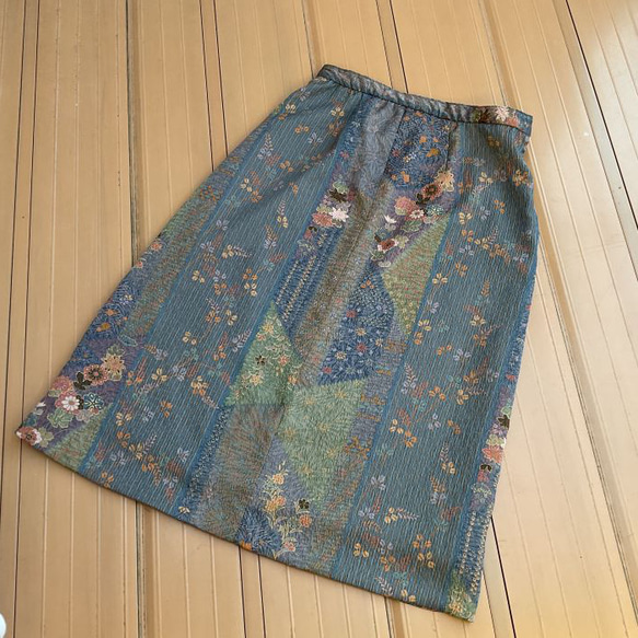 花柄小紋リメイクスカート　 2枚目の画像