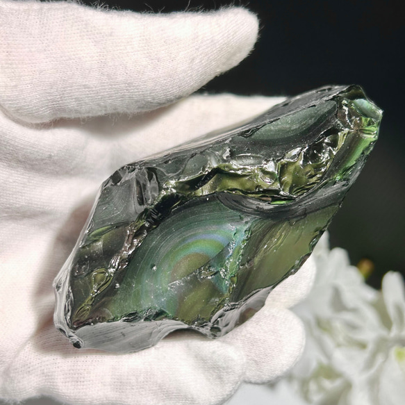 レインボーオブシディアン（黒曜石） 天然石　原石　かち割り　約91ｍｍ　天然石インテリア・置物として 2枚目の画像