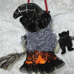 『黒ネコ魔女さん』ハロウイン　オーナメント ホウキ　黒猫　オシャレ創作人形　プレゼント 9枚目の画像