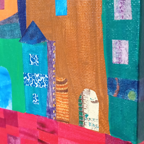 夜の町』アクリル絵 原画 絵画 イラスト アート サイズ約27㎝×22