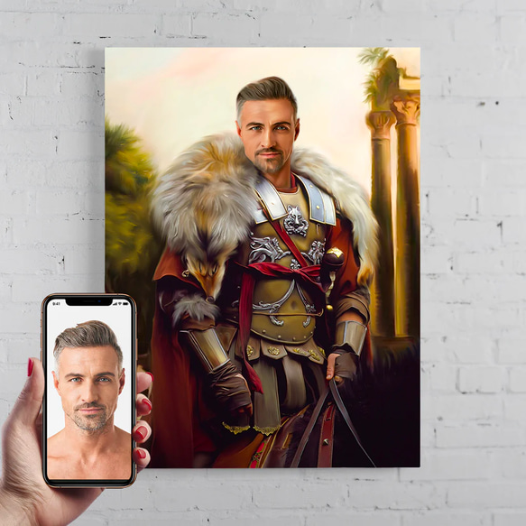 【オーダーメイド】写真からカスタムロイヤルキング天皇皇帝油絵スタイルの肖像画一点物 似顔絵 イラスト彼氏夫の贈り物誕生日 100%