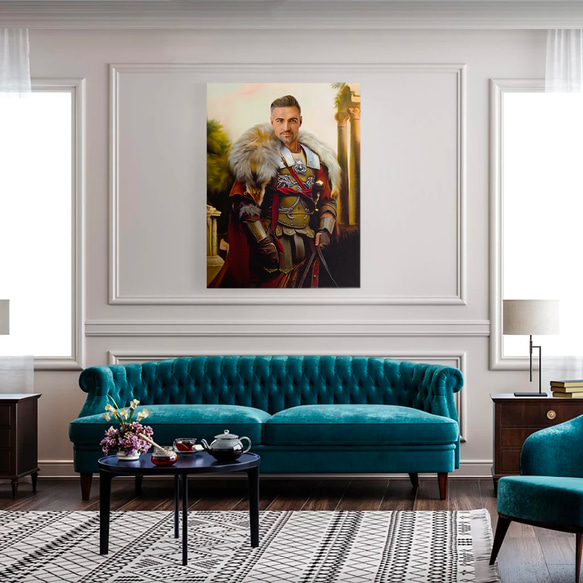 【オーダーメイド】写真からカスタムロイヤルキング天皇皇帝油絵スタイルの肖像画一点物 似顔絵 イラスト彼氏夫の贈り物誕生日 100%