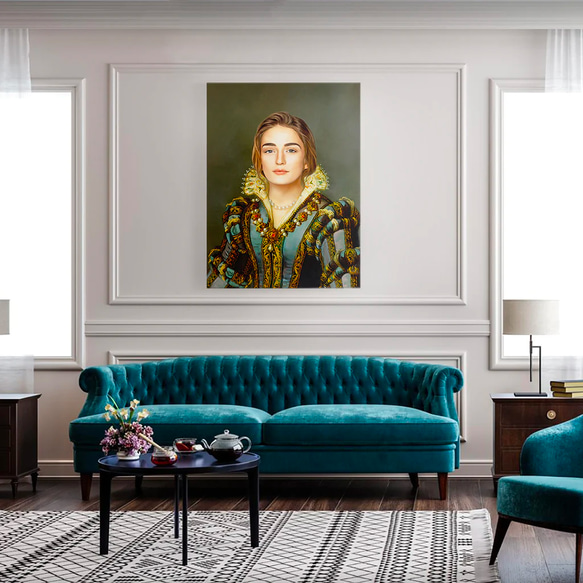 【オーダーメイド】写真からカスタムロイヤルキング天皇皇帝油絵スタイルの肖像画一点物 似顔絵 イラスト彼氏夫の贈り物誕生日 100%