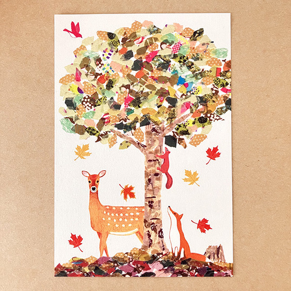 秋と動物たち　ポストカード2枚セット 2枚目の画像