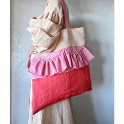 tricolor linen bag "A" 1枚目の画像