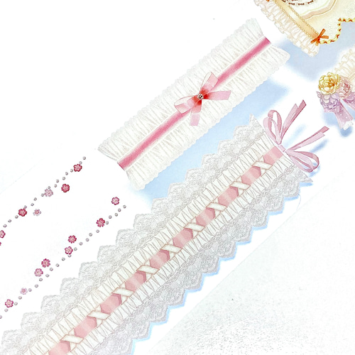 s-226○海外マスキングテープ 切り売り ／ 海外マステ レース リボン