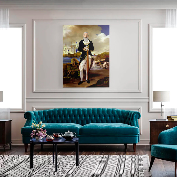 【オーダーメイド】写真からカスタムロイヤルキング天皇皇帝油絵スタイルの肖像画一点物 似顔絵 イラスト彼氏夫の贈り物誕生日 100%