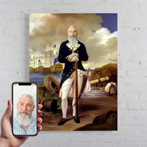 【オーダーメイド】写真からカスタムロイヤルキング天皇皇帝油絵スタイルの肖像画一点物 似顔絵 イラスト彼氏夫の贈り物誕生日 100%