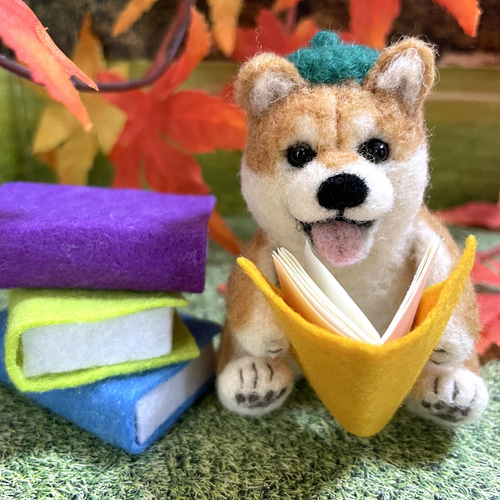 専用ページ　秋作品柴犬　羊毛フェルト 受注制作】 柴犬Mサイズ 羊毛フェルト 柴犬 ペット作ります