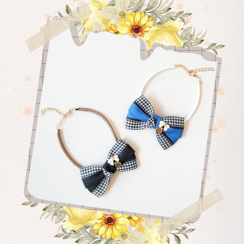 追加ok】リボンチョーカー 秋冬チェック 50個セット トリミング