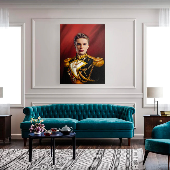 【オーダーメイド】写真からカスタムロイヤルキング天皇皇帝油絵スタイルの肖像画一点物 似顔絵 イラスト彼氏夫の贈り物誕生日 100%