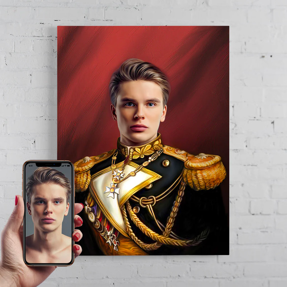 【オーダーメイド】写真からカスタムロイヤルキング天皇皇帝油絵スタイルの肖像画一点物 似顔絵 イラスト彼氏夫の贈り物誕生日 100%