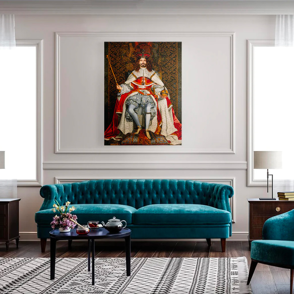 【オーダーメイド】写真からカスタムロイヤルキング天皇皇帝油絵スタイルの肖像画一点物 似顔絵 イラスト彼氏夫の贈り物誕生日 100%