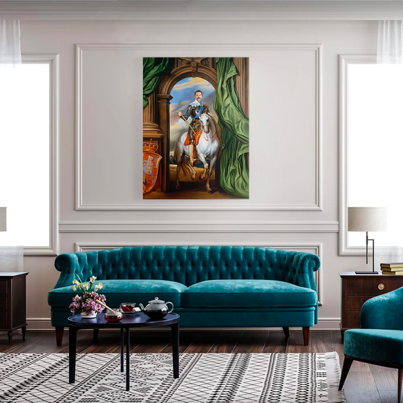 【オーダーメイド】写真からカスタムロイヤルキング天皇皇帝油絵スタイルの肖像画一点物 似顔絵 イラスト彼氏夫の贈り物誕生日 100%