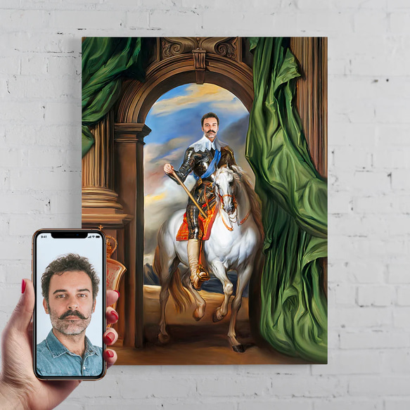 【オーダーメイド】写真からカスタムロイヤルキング天皇皇帝油絵スタイルの肖像画一点物 似顔絵 イラスト彼氏夫の贈り物誕生日 100%