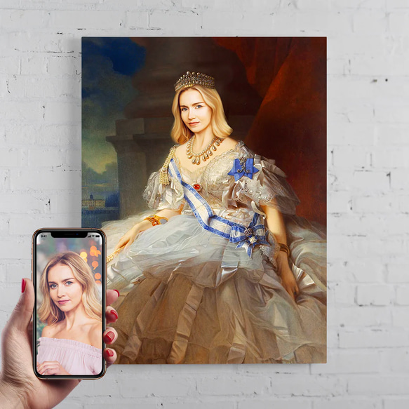 【オーダーメイド】写真からカスタムロイヤルキング天皇皇帝油絵スタイルの肖像画一点物 似顔絵 イラスト彼氏夫の贈り物誕生日 100%