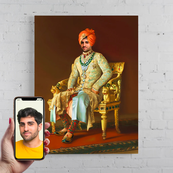 【オーダーメイド】写真からカスタムロイヤルキング天皇皇帝油絵スタイルの肖像画一点物 似顔絵 イラスト彼氏夫の贈り物誕生日 100%