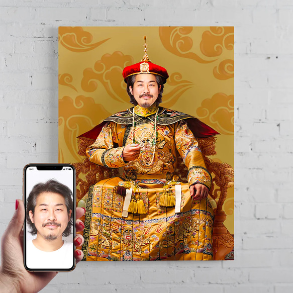 【オーダーメイド】写真からカスタムロイヤルキング天皇皇帝油絵スタイルの肖像画一点物 似顔絵 イラスト彼氏夫の贈り物誕生日 100%