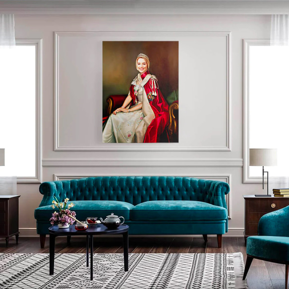 【オーダーメイド】写真からカスタムロイヤルキング天皇皇帝油絵スタイルの肖像画一点物 似顔絵 イラスト彼氏夫の贈り物誕生日 100%