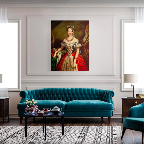 【オーダーメイド】写真からカスタムロイヤルキング天皇皇帝油絵スタイルの肖像画一点物 似顔絵 イラスト彼氏夫の贈り物誕生日 100%