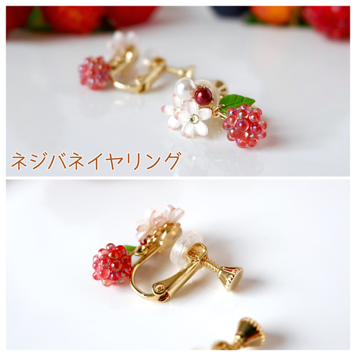特集掲載】ちっちゃな秋色ラズベリー(木苺)のイヤリング、ピアス