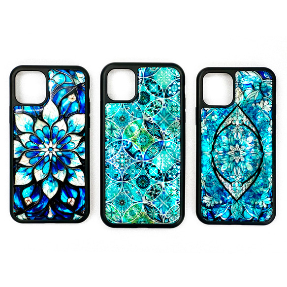 適用於 iPhone 14 的珍珠母貝風格天然貝殼曼陀羅圖案手機殼，柔軟，花卉藝術圖案，防震保護套，型號 031 第5張的照片