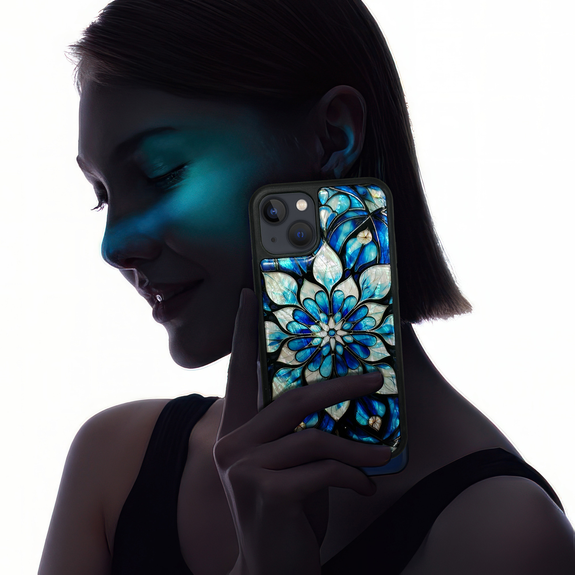 螺鈿風 天然貝 曼荼羅 シェル iPhone 14 全機種対応 ケース ソフト フローラルアート 耐衝撃 カバー 031