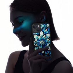 適用於 iPhone 15 的珍珠母貝風格天然貝殼曼陀羅圖案手機殼，柔軟，花卉藝術圖案，防震保護套，型號 031 第2張的照片