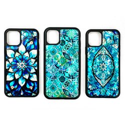 適用於 iPhone 15 的珍珠母貝風格天然貝殼曼陀羅圖案手機殼，柔軟，花卉藝術圖案，防震保護套，型號 031 第5張的照片