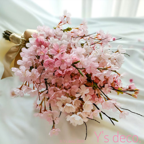 桜 ふわり】桜2026 生花に見える 高級造花 ウェディングブーケ