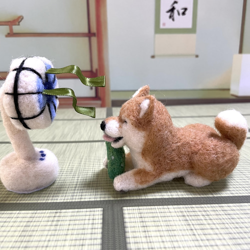 羊毛フェルト ウサギ 、柴犬ちゃん オーダー羊毛フェルト 柴犬ちゃん』