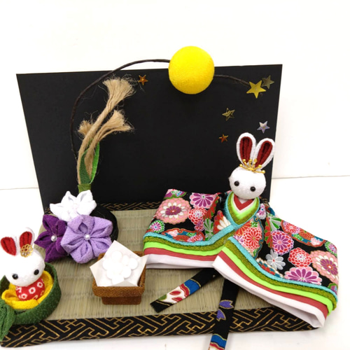 お月見　かぐや姫　ちりめん細工　季節の彩り　秋 お月見 かぐや姫 ちりめん細工 季節の彩り秋 その他置物