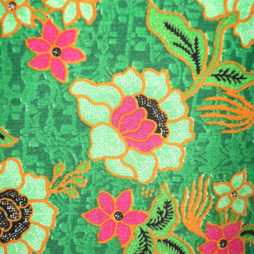 着心地抜群・バティック柄のワイドパンツ（グリーン）・シンガポール