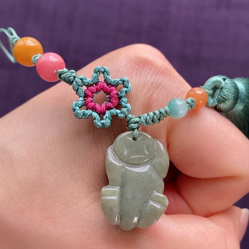 翡翠 天然石 本翡翠 翡翠 ストラップ 手編みストラップ ミャンマー産本