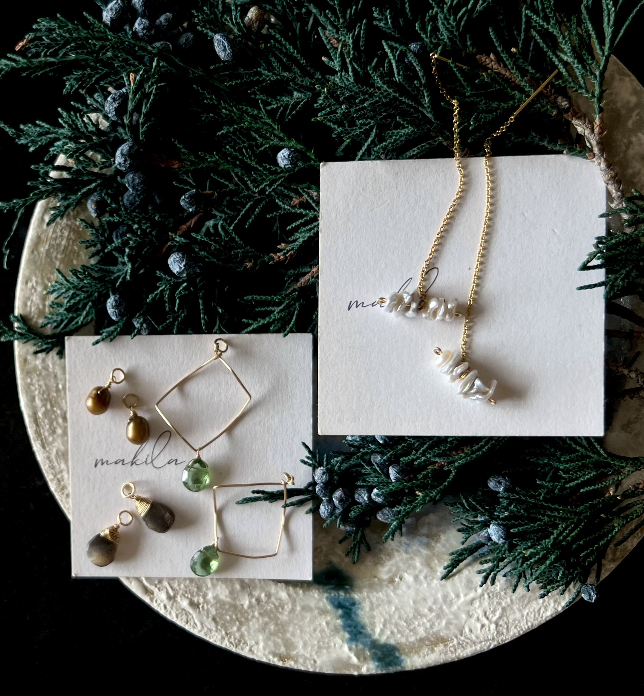 【秋の福袋】バーアメリカンピアスとチャーム3点のセット【ケシパール】14kgf 【送料無料】【6月誕生石】