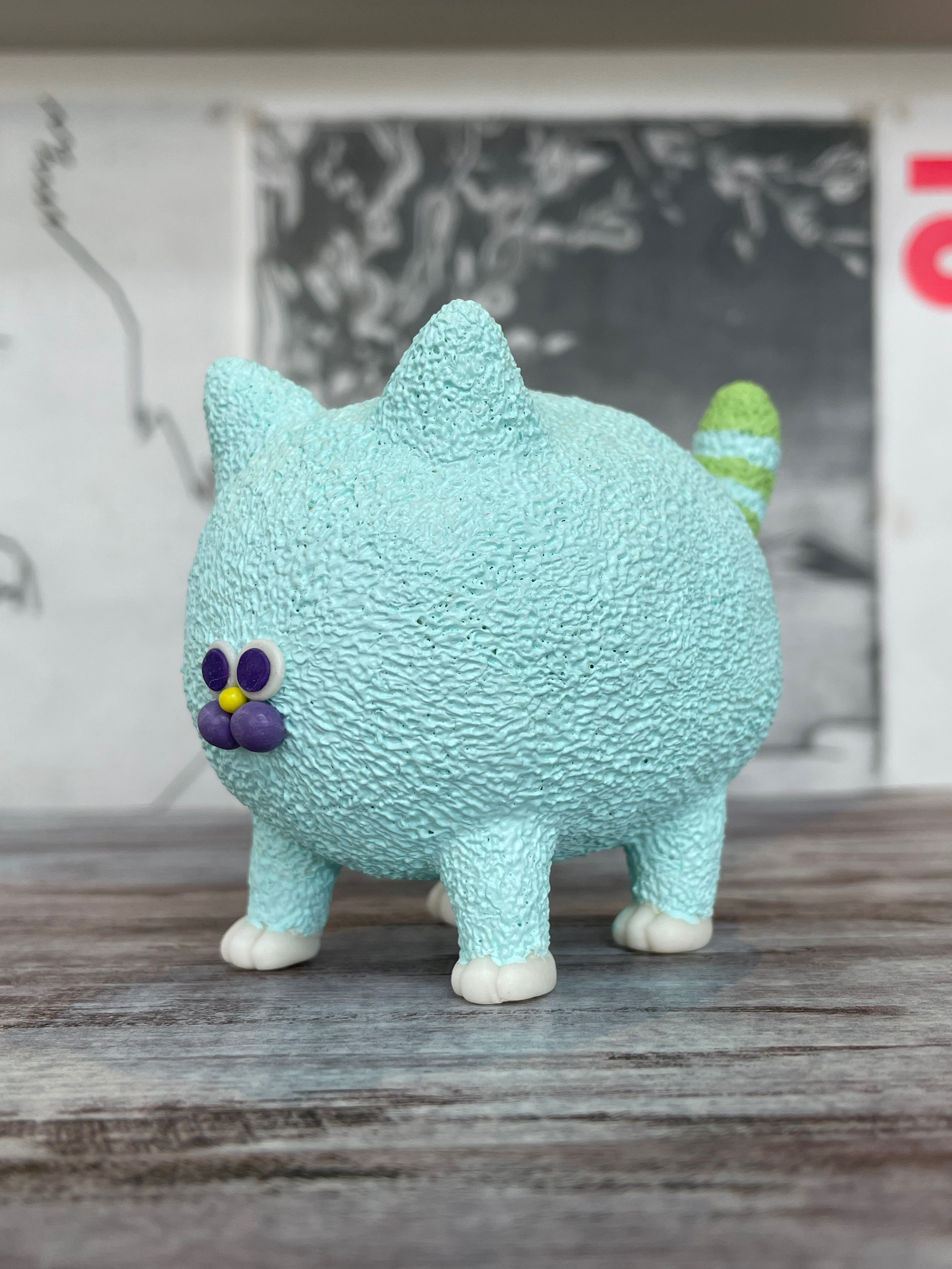 ”高さ71mm”★☆さちくるん(スカイブルー.縞) ☆ 幸せを招ぶ置き物として ★ 笑顔にさせるために頑張ってます。