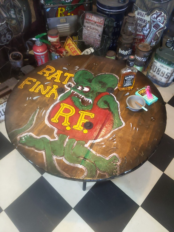 アメリカンヴィンテージな家  インダストリアルインテリア家具  RAT FINK ガレージテーブル  ラットフィンク 1枚目の画像