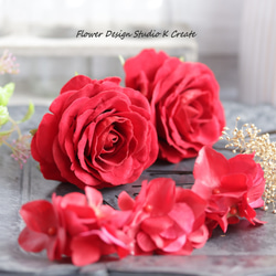 赤い薔薇とブラックベリーのヘッドドレス　美女と野獣　ウェディング　赤　バラ　薔薇　結婚式　発表会　髪飾り 4枚目の画像