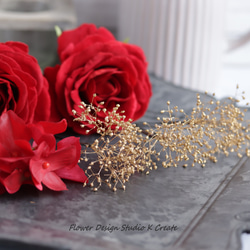 赤い薔薇とブラックベリーのヘッドドレス　美女と野獣　ウェディング　赤　バラ　薔薇　結婚式　発表会　髪飾り 8枚目の画像