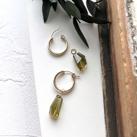 14KGF オリーブクォーツのチャーム