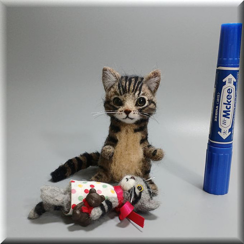 羊毛フェルト 猫 キジトラ猫 子猫ちゃん キジトラ ねこ ネコ 猫