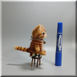 羊毛フェルト　猫　お座り茶トラ猫ちゃん　チャトラ　ねこ　ネコ　猫フィギュア 8枚目の画像