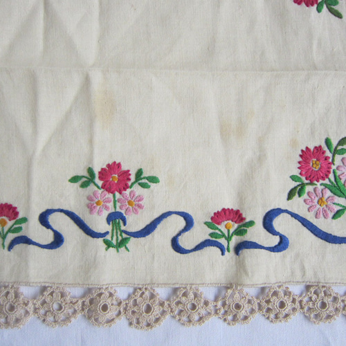 フランスヴィンテージ 刺繍 センターテーブルクロス レース 49