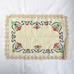 フランスヴィンテージ 刺繍 センターテーブルクロス レース 49