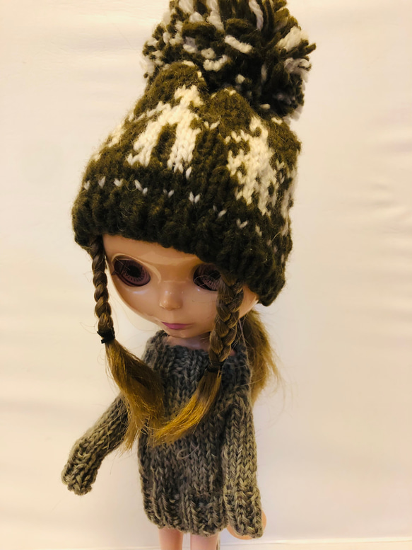 ＊＊Blytheアウトフィット　 ニット帽子＆ワンピ　セットアップ**　№33 1枚目の画像