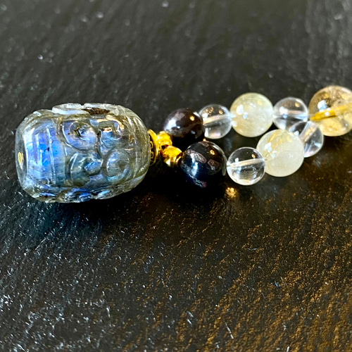 龍神様 御守り天然石 光波動石 ストラップ st082302 マニ車  