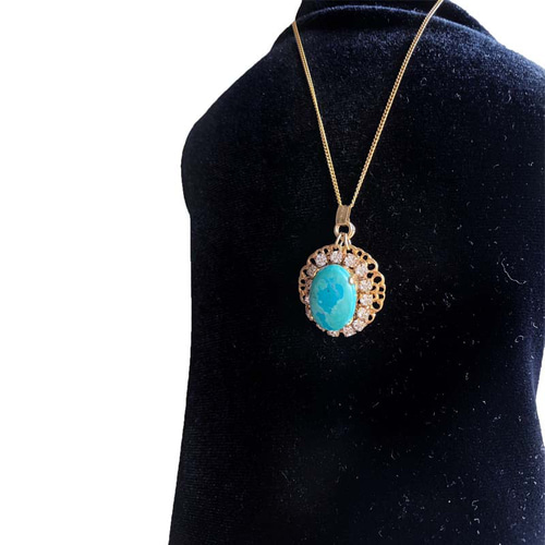 天然 ターコイズ ネックレス ゴールド 14KGF チェーンネックレス